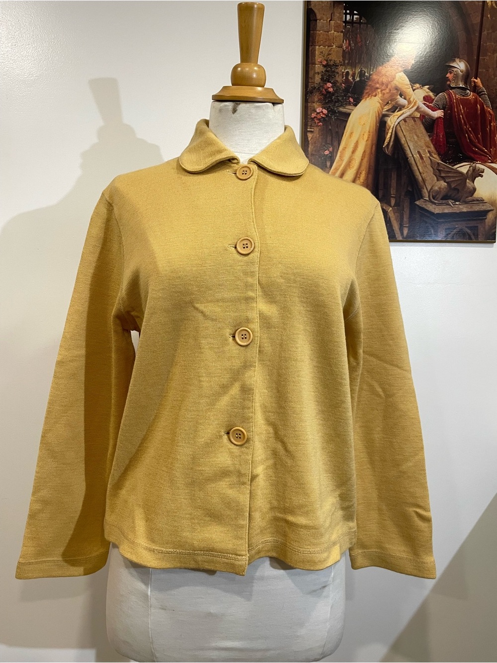 Mustard yellow vintage wool knit cardigan for fall
